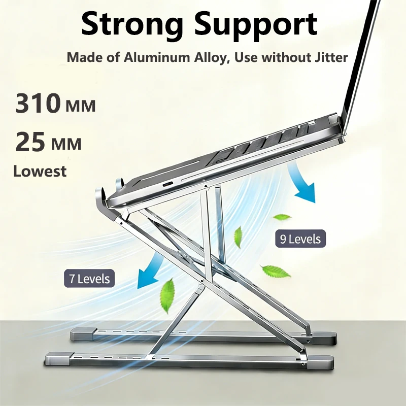 Macbook 노트북 스탠드 접이식 조절 가능 알루미늄 컴퓨터 PC 태블릿 스탠..