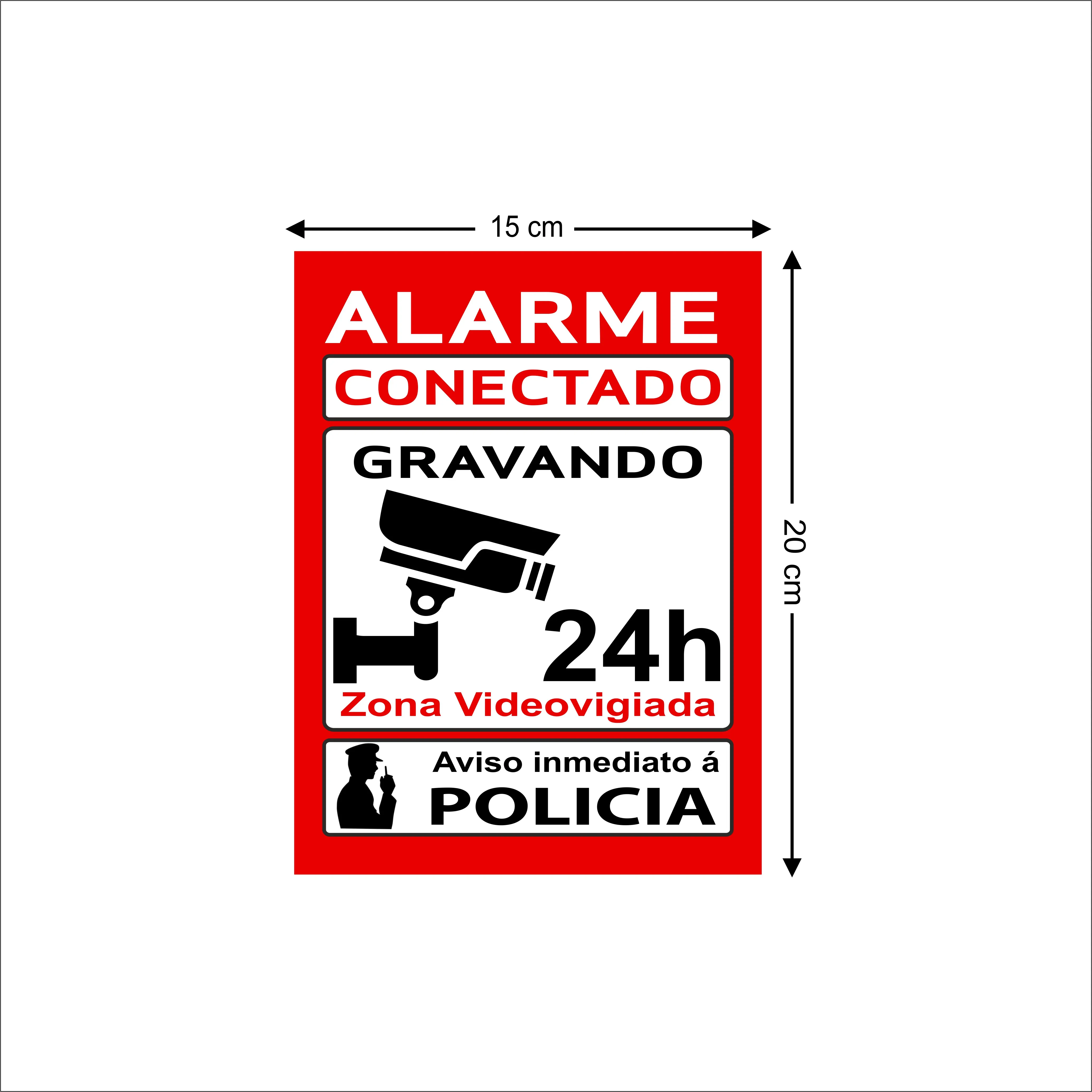 Pegatina Roja Alarma Conectada 24 horas