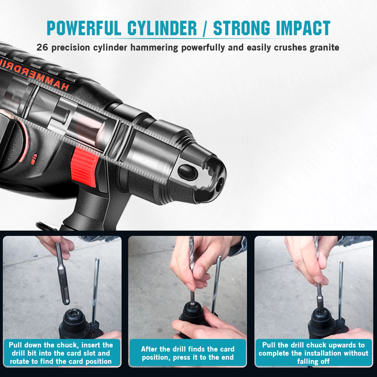 27mm Bürstenlosen Elektrischen Bohrhammer Schlagbohrschrauber SDS Plus Chuck Cordless Power Tools Für Makita 18V Batterie – Detail 7