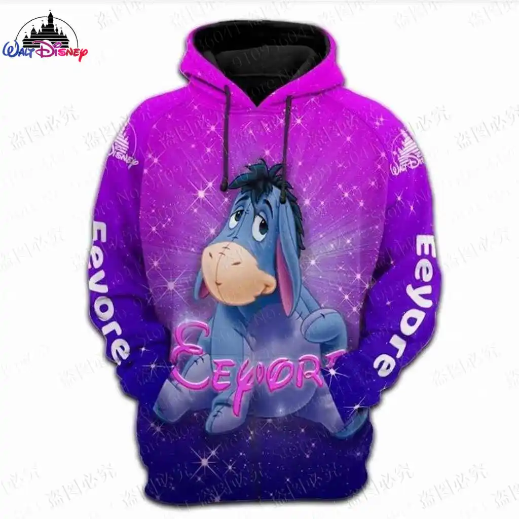 

Winnie the Pooh Eeyore Disney men women 3D Print High quality Fleece Zipper/ Hoodies parent-child clothing Pullover Tops