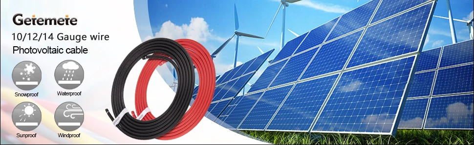 Description Picture 2 of itemGTMT 5-20M Photovoltaic Cable 2.5mm² 4mm² 6mm² Solar Power Cable Wire / TUV Cable for PV Panels Connection Red Black XLPE jacket