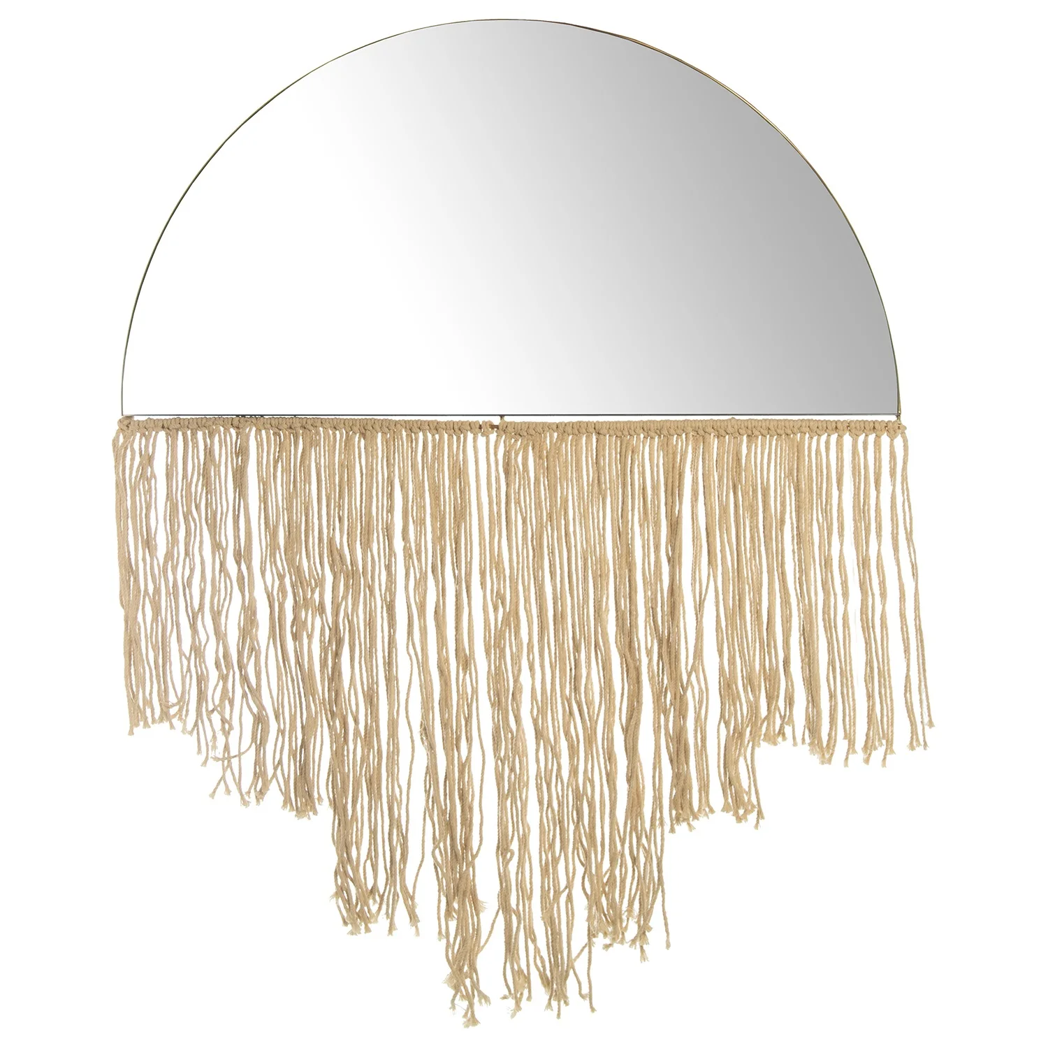 Wall Mirror Ibicenco Semicircle With Fringed Strings Dimensions 70x1