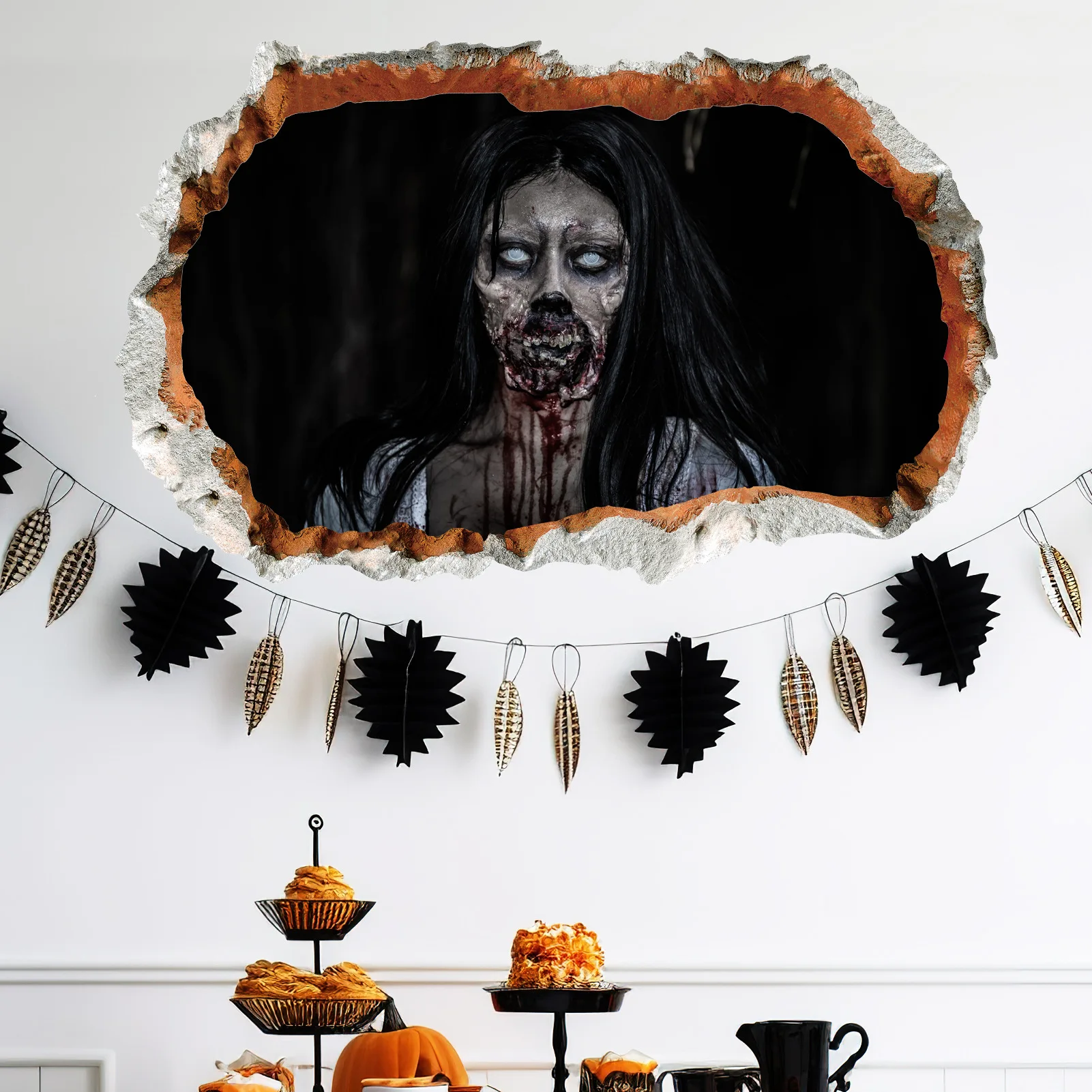 Creative Horror Ghost Wall Stickers Spooky Stickers Halloween Decoration Wall Art for Party Bar Pub Decor Festive Atmosphere