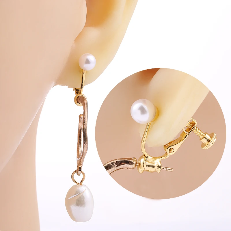 2/10 Count, Inlaid Pearl Earrings for Women, Unpierced DIY Jewelry