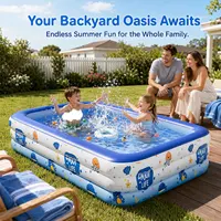 Ensemble de piscine gonflable, piscine rectangulaire en PVC de 150x105x50 cm avec balles et pompe, piscine portable pour l'extérieur et le jardin 1