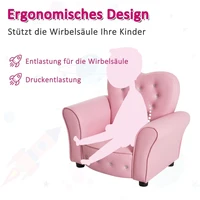 Anajqaqia 59x41.5x49cm Canapé pour enfants, fauteuil pour enfants, fauteuil en mousse avec pieds en bois massif pour chambres d'enfants, rose 5