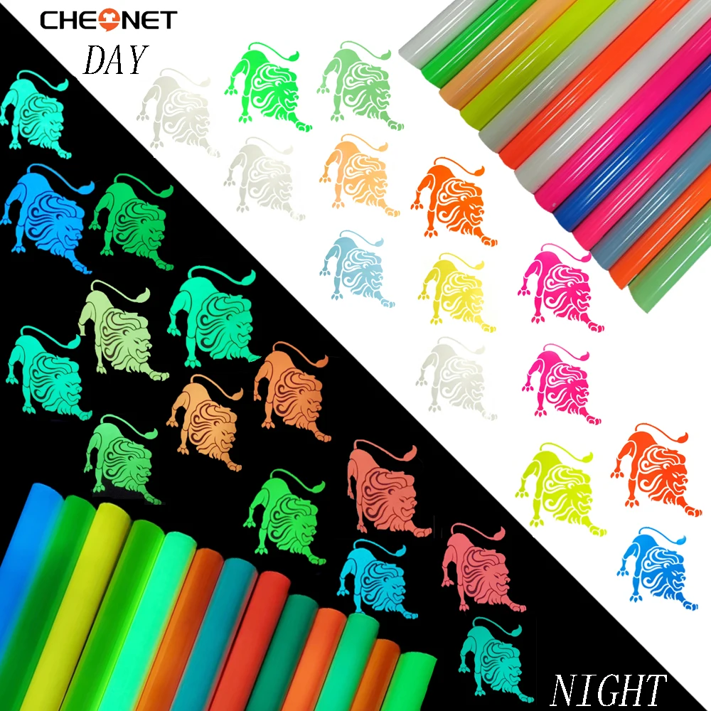 30.5x102cm Luminous Heat Transfer Vinyl Glow In Dark 1Sheet Joy DIY Noctilucent Press Machine Tshirt Iron On HTV heat transfer vinyl