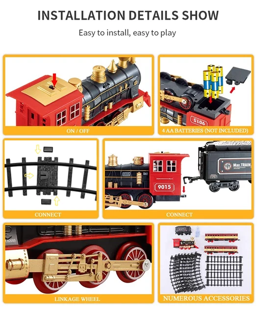Trem elétrico carro de brinquedo ferroviário e trilhas motor locomotiva a  vapor diecast modelo educativo jogo meninos brinquedos para crianças  presente do miúdo - AliExpress