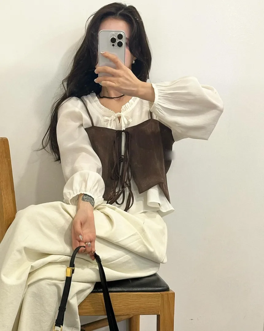 여성용 시크 니치 바디콘 스퀘어 넥 캐주얼 스파게티 스트랩 조끼, 레이어링 짧은 탱크 탑, 레이스업 활 타이 탑, 여름 패션
