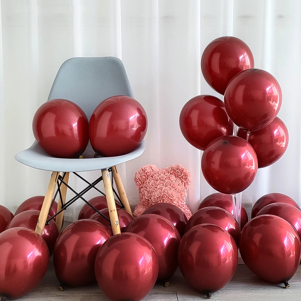 

10/20pcs 10inch Burgundy Ruby Red Double Layer Balloons Love Heart Latex Balloons for Wedding Proposal Birthday Party Decoration