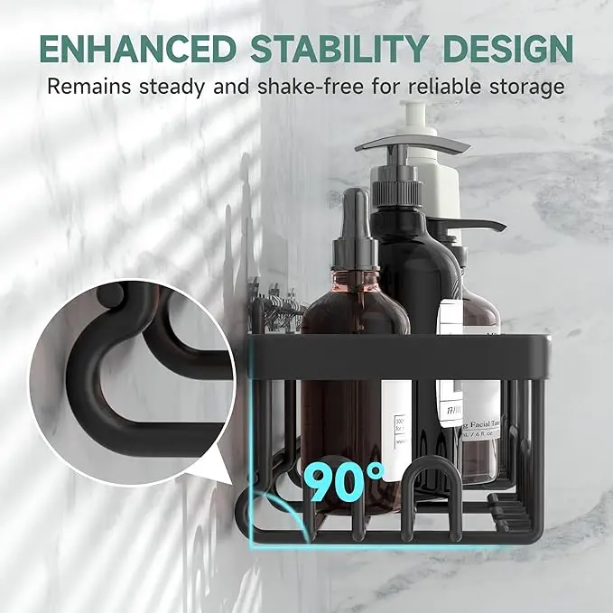 6 - Pack Stainless Steel Adhesive Shower Caddy. Rustproof, with Soap Holder & Large Capacity. Wall - Mounted for Bathroom 2