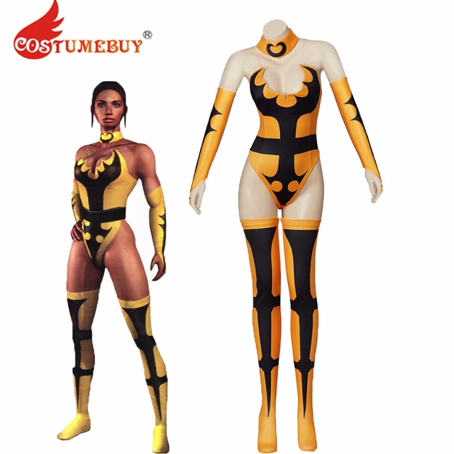 Costumebuy mortal kombat x tanya cosplay kobu jutsu traje amarelo macacão  de combate terno com luvas meias sexy bodysuit - AliExpress