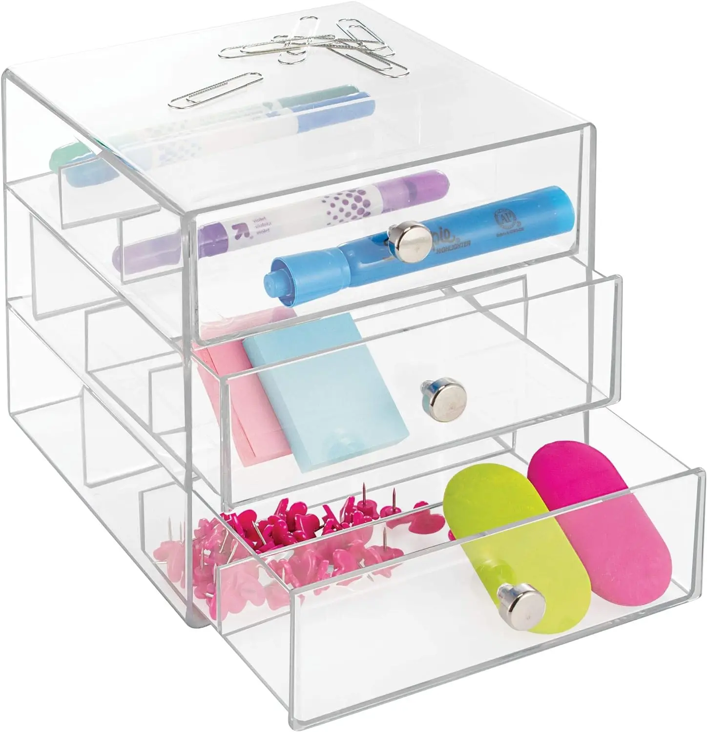 "Plastic 3-drawer vanity organizer – 7” x 6.5” x 6.5”, clear" 5