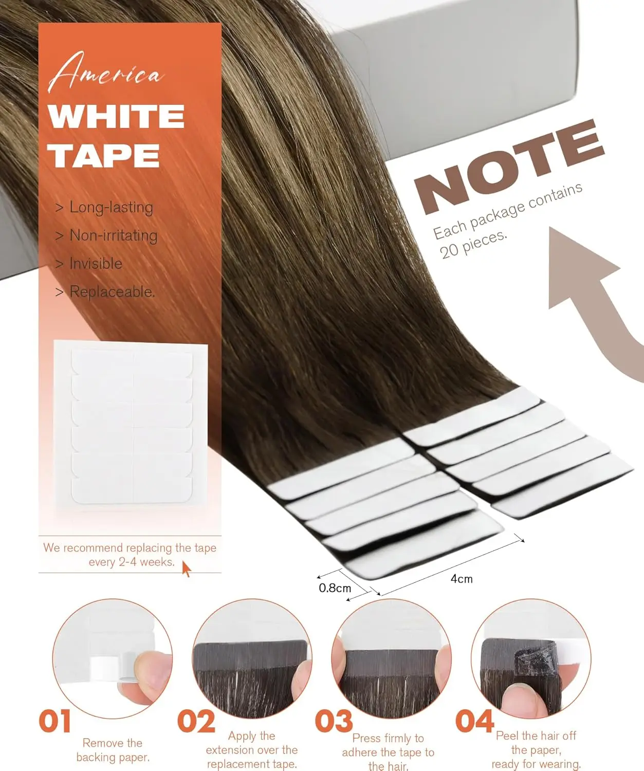 VeSunny 레미 테이프 인 헤어 익스텐션 100% 브라질 인간 천연 헤어 12-24인치 30&50G 발라야쥬 컬러 심리스 테이프 헤어