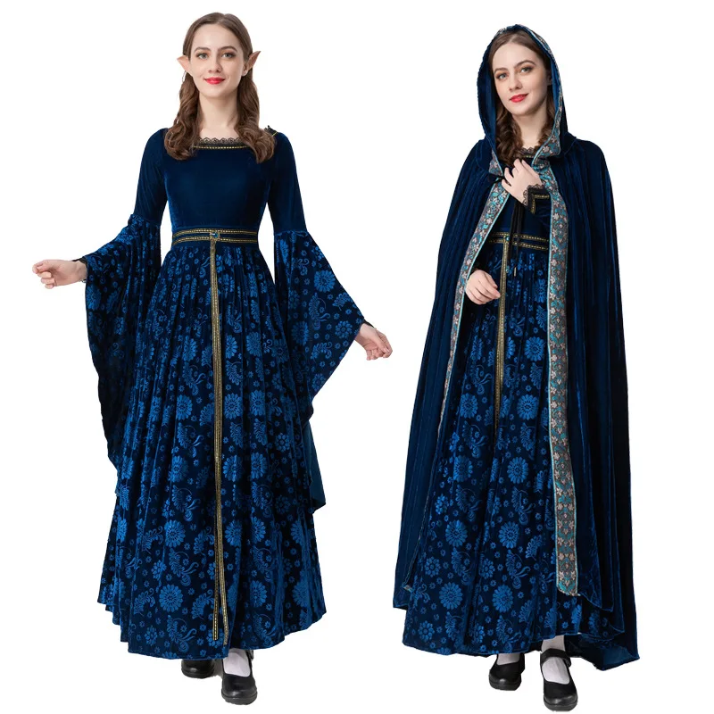 

Renaissance Women Princess Victorian Dress Long Flare Sleeve Medieval Dress Vintage Retro Gown Dresses Halloween Cosplay Costume