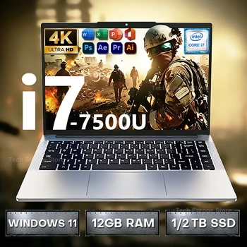 2026 Windows 11 Laptop Intel Core i7 7500U Computer 12GB RAM 1TB 2TB SSD 14.1“Laptops Ultra slim Notebook PC Business Study Office