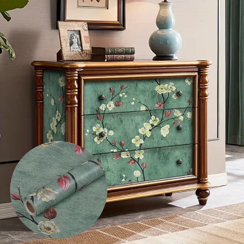 วอลเปเปอร์ลายดอกไม้ย้อนยุค 1 ม้วน กันน้ำและป้องกันการเปรอะเปื้อน สำหรับตกแต่งห้องนั่งเล่นและห้องนอน 1