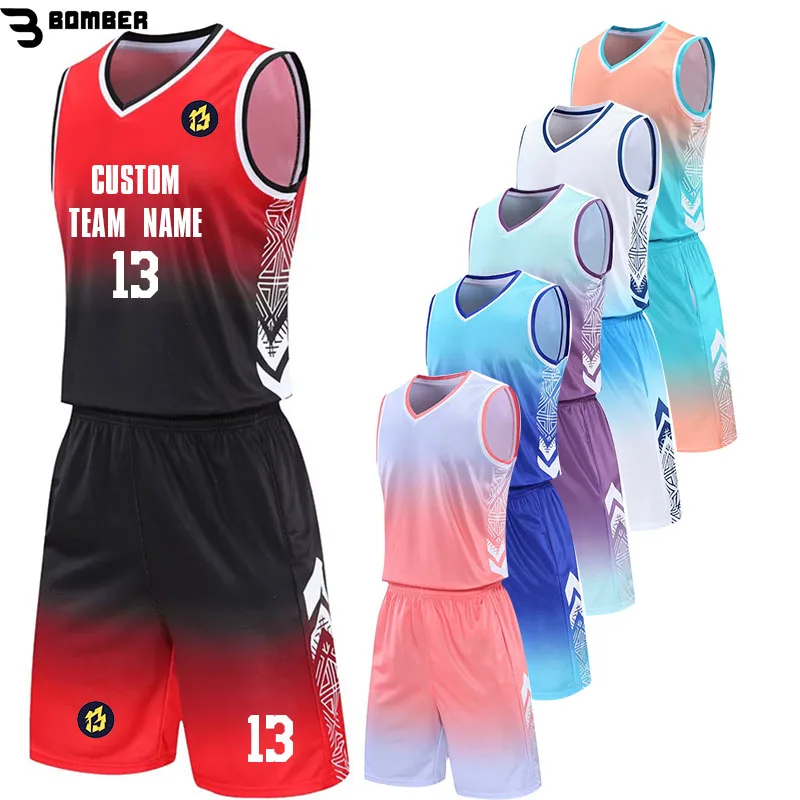 

Basketball Jersey Sets Men Personalized Customize Sublimation for Quick Dry Wicking Basketball Uniform Sportswear