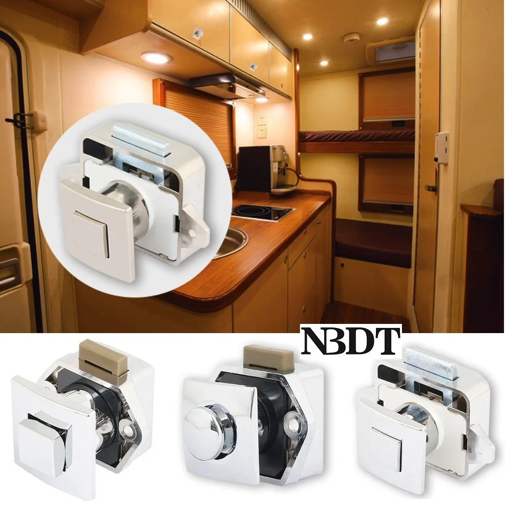 

8Pcs Keyless Push Button Latch Pup Up Square Knob Rosette RV Yacht Drawer Boat Trailer Caravan Cabinet Gold White