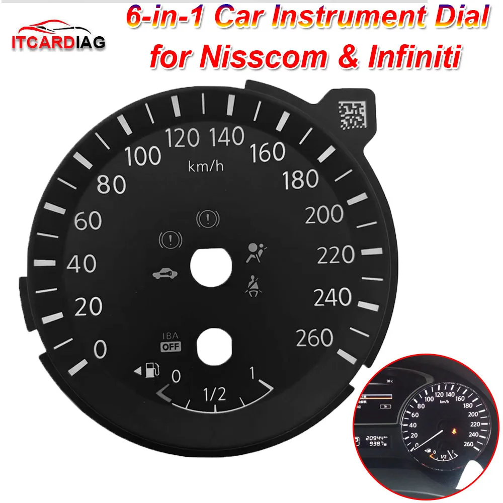 

Car Instrument Cluster Gauge Face 0-260km/h VDO Speedometer Dashboard Faceplate Retrofit for Nissan/Infiniti A2C31244901 AD05