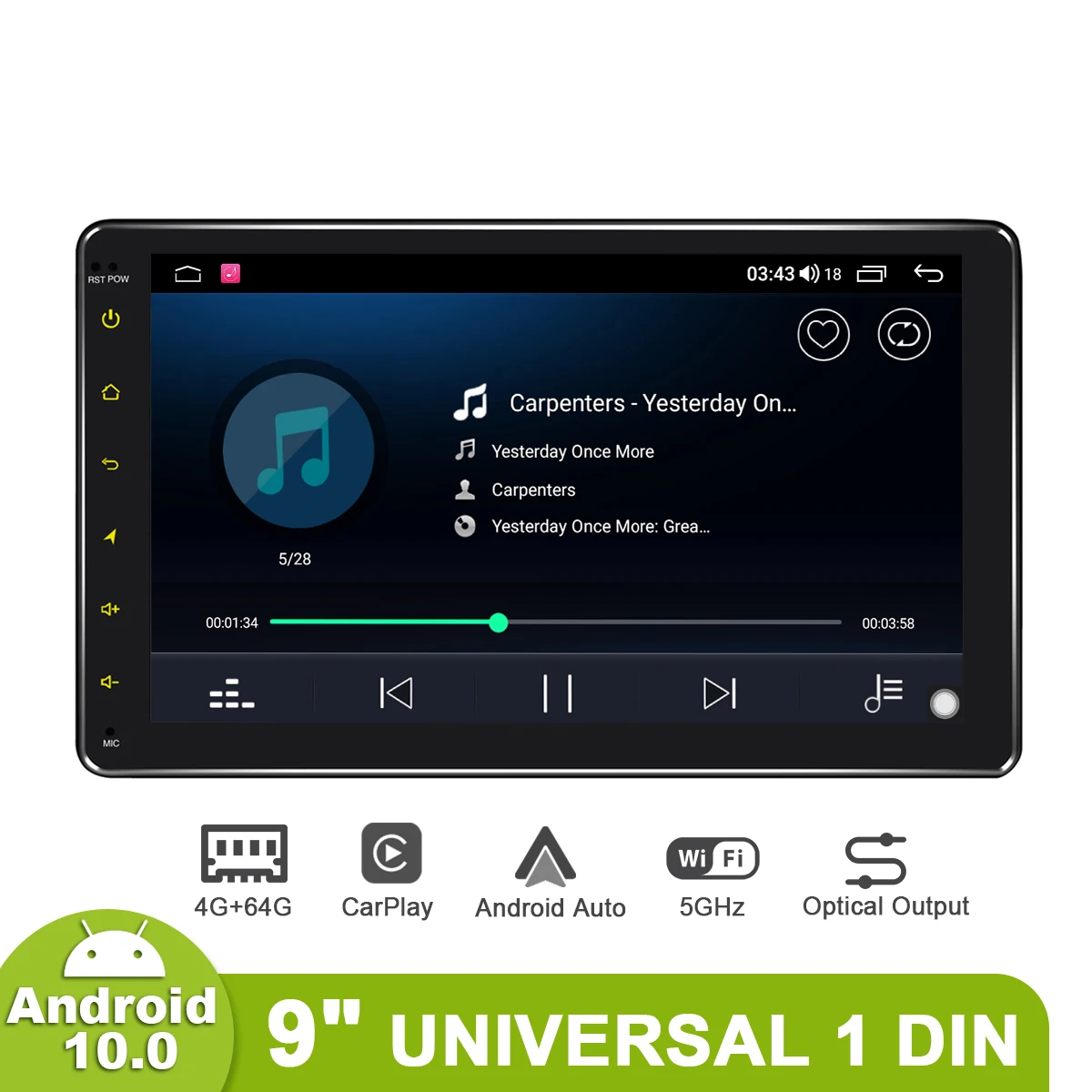 

Joying 9 Inch Autoradio 1Din Android 10 Car Radio Stereo Auto Audio Carplay Universal Multimedia Player GPS Receiver Car Monitor