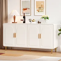 60" Sideboard Buffet Cabinet with Storage, Curved Design Cabinet with 4 Doors & Adjustable Shelves Modern Console Table 1