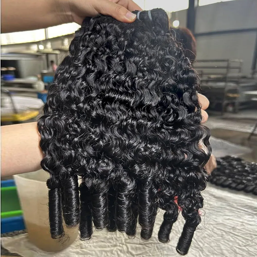 Burmese Curly Hair Bundles Human Hair Quality Sew In Bundles Raw Hair Bundles Double Drawn Brazilian Remy Hair Extensions 3