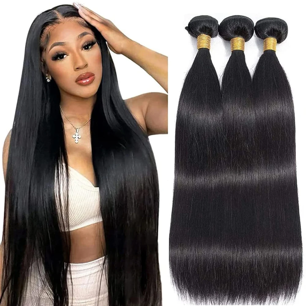 

Nocomplex 30 32Inch Straight Human Hair Bundles 100% Brazilian Virgin Hair Weave Bundles Natural Color Human Hair Extension