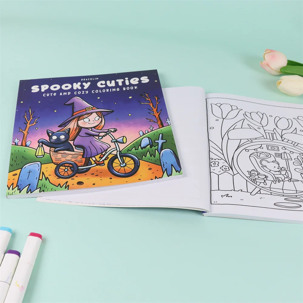 Spooky Cuties Simple Picture Books 40 Sheets Coloring Pages With Easy Large Print Home School Accessories For Teens Kids 4