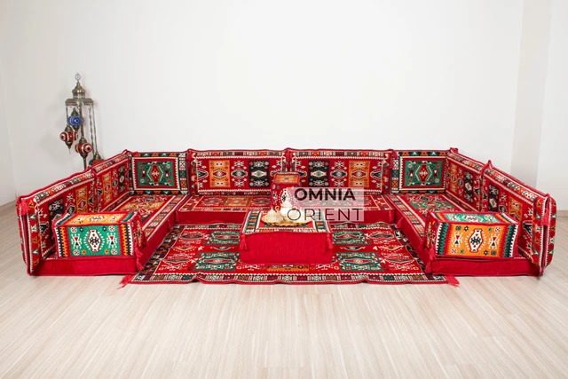 Ethnic Anatolian Floor Seating Sofa, Floor Cushions, Arabic Sofa