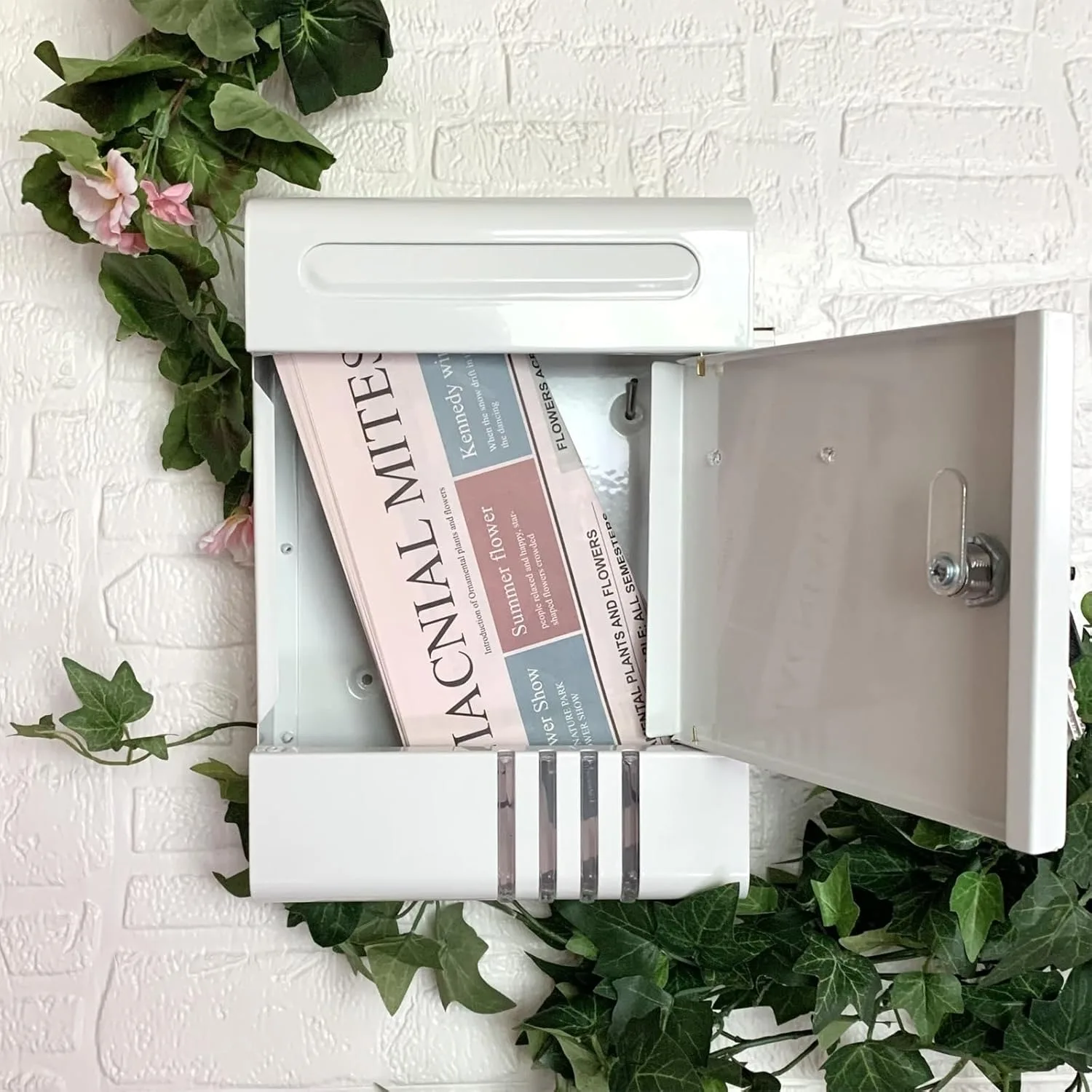Wall Mount Mailbox Metal Delivery Box Lockable Commercial Windproof with 2 Keys Outdoor Postbox Letterbox for Gate Home