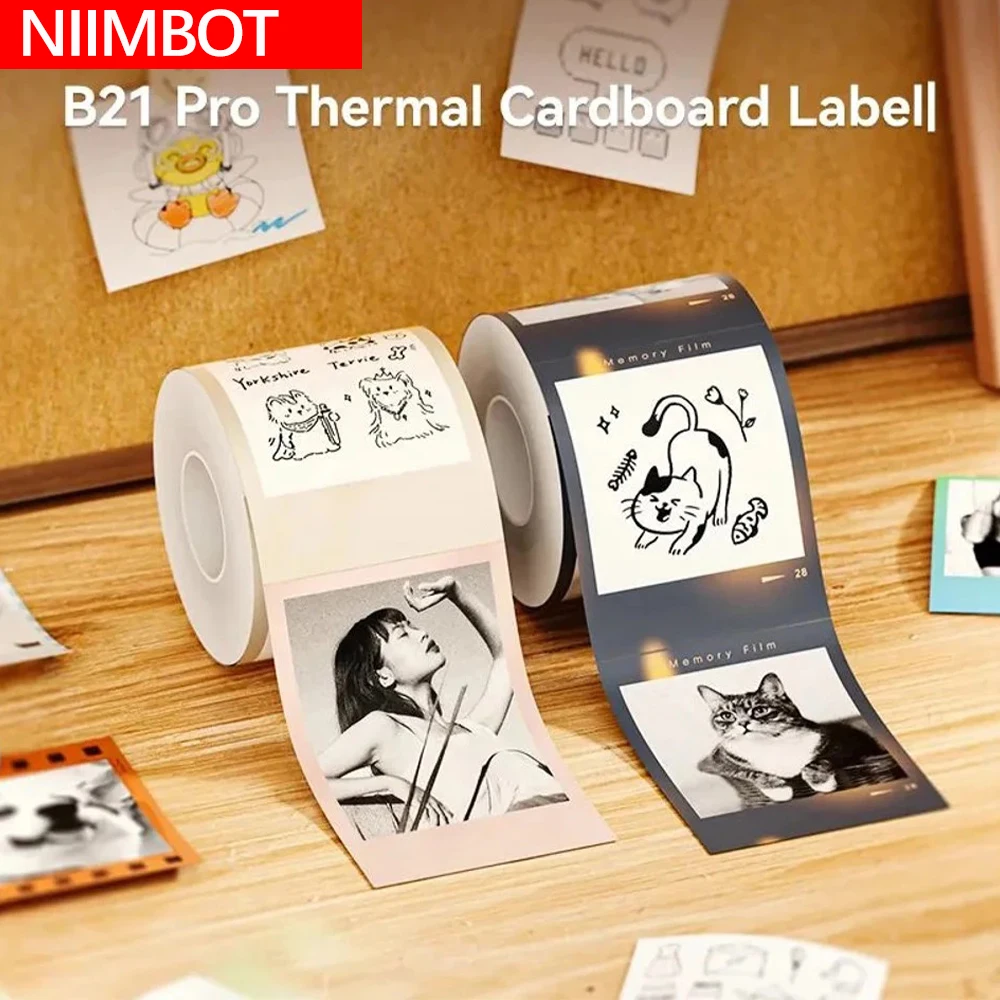 (Papel de impresión fotográfica) Papel de cartón fotográfico térmico Niimbot para impresora B21 Pro, pegatina adhesiva de impresión, etiqueta de papel fotográfico