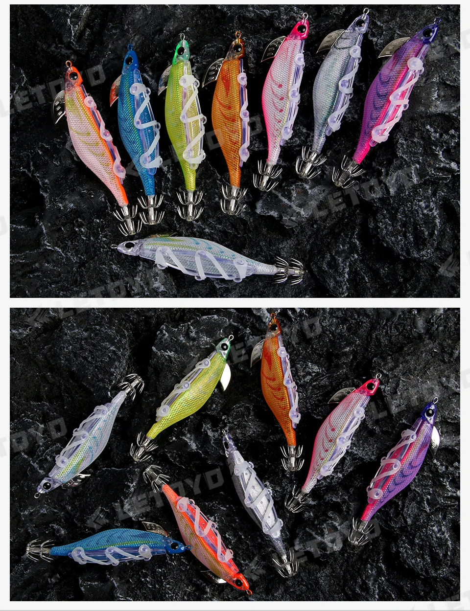 LETOYO Leuchtender Verband Tintenfisch Jig Eginno Tintenfischköder Künstlicher Köder für Webfoot Octopus EGI Tintenfisch Meeresangelköder – Detail 15