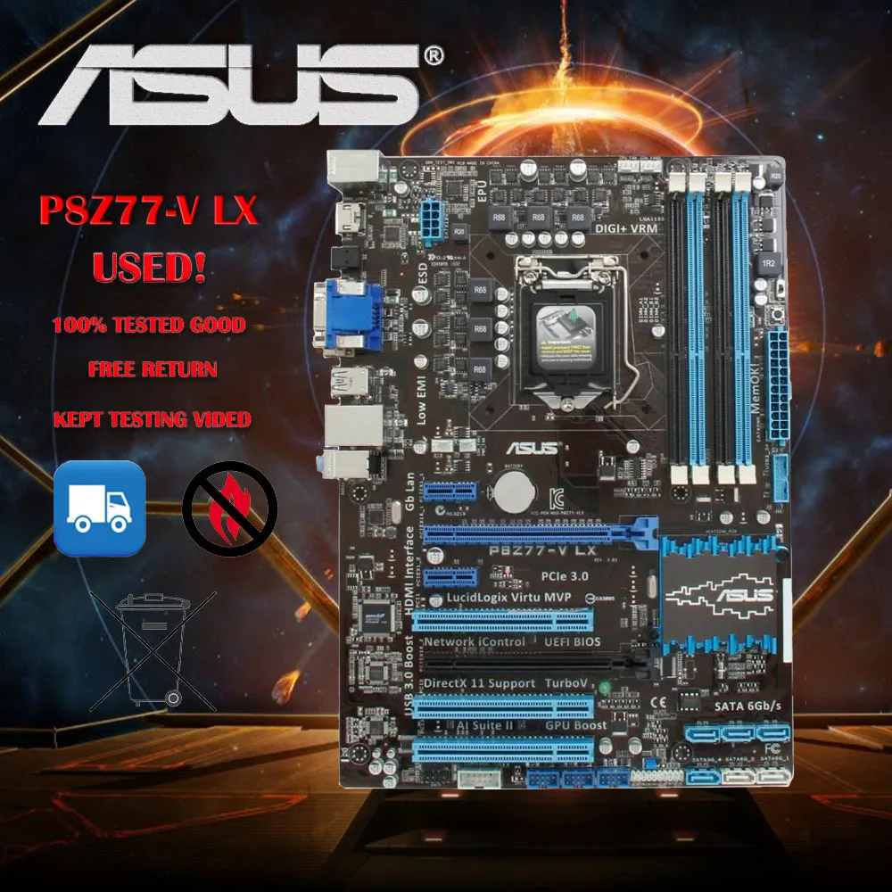 【中古美品】ASUS P8 Z77-V LX 動作確認済 ASUS P8Z77-V LX2 Computer Motherboard LGA 1155 DDR3 Fit for