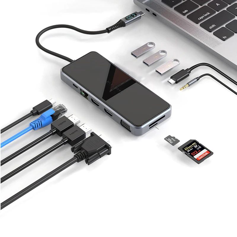 Multiport Type-C hub usb c docking station 2x hdmi base for laptop accessories macbook pro air mac mini Dell thunderbolt dock HD 3