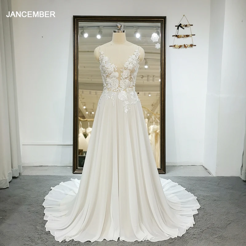 QW01301 Lace Beading White Pleat Wedding Dress Sleeveless Dresses For Quinceanera Flower Scalloped White Dress brautkleid boho 1