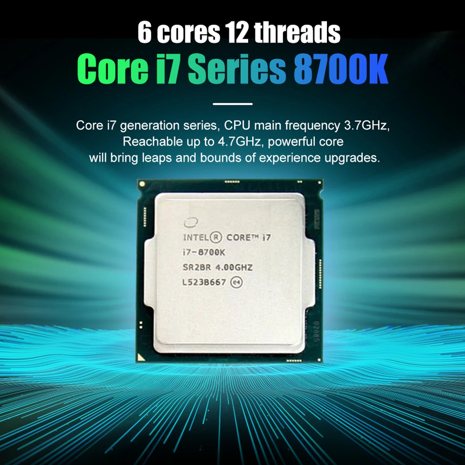 Intel i7 8700k 3.7 Upto 4.7 LGA 1151 Socket 6 Cores 12 Threads Desktop  Processor - Intel 