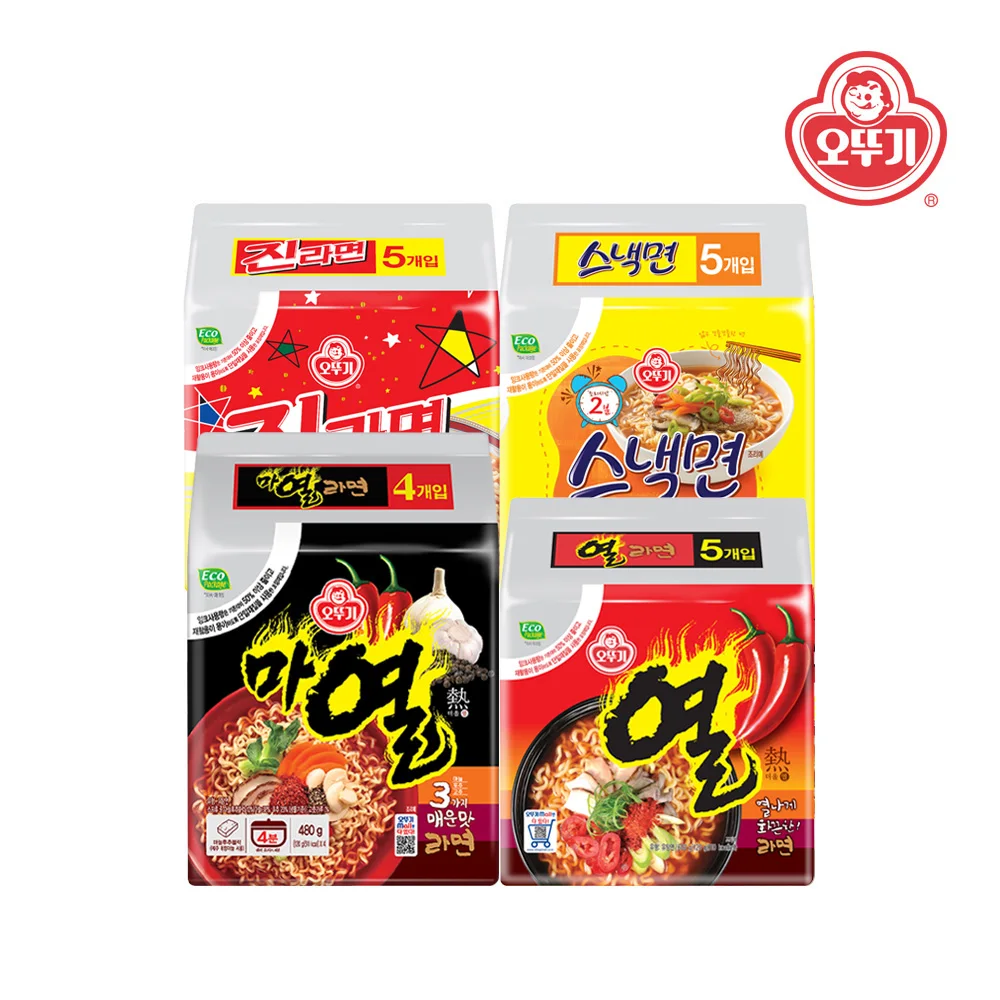 오뚜기 마열라면 4봉+진라면 매운맛 5봉+열라면 5봉+스낵면 5봉