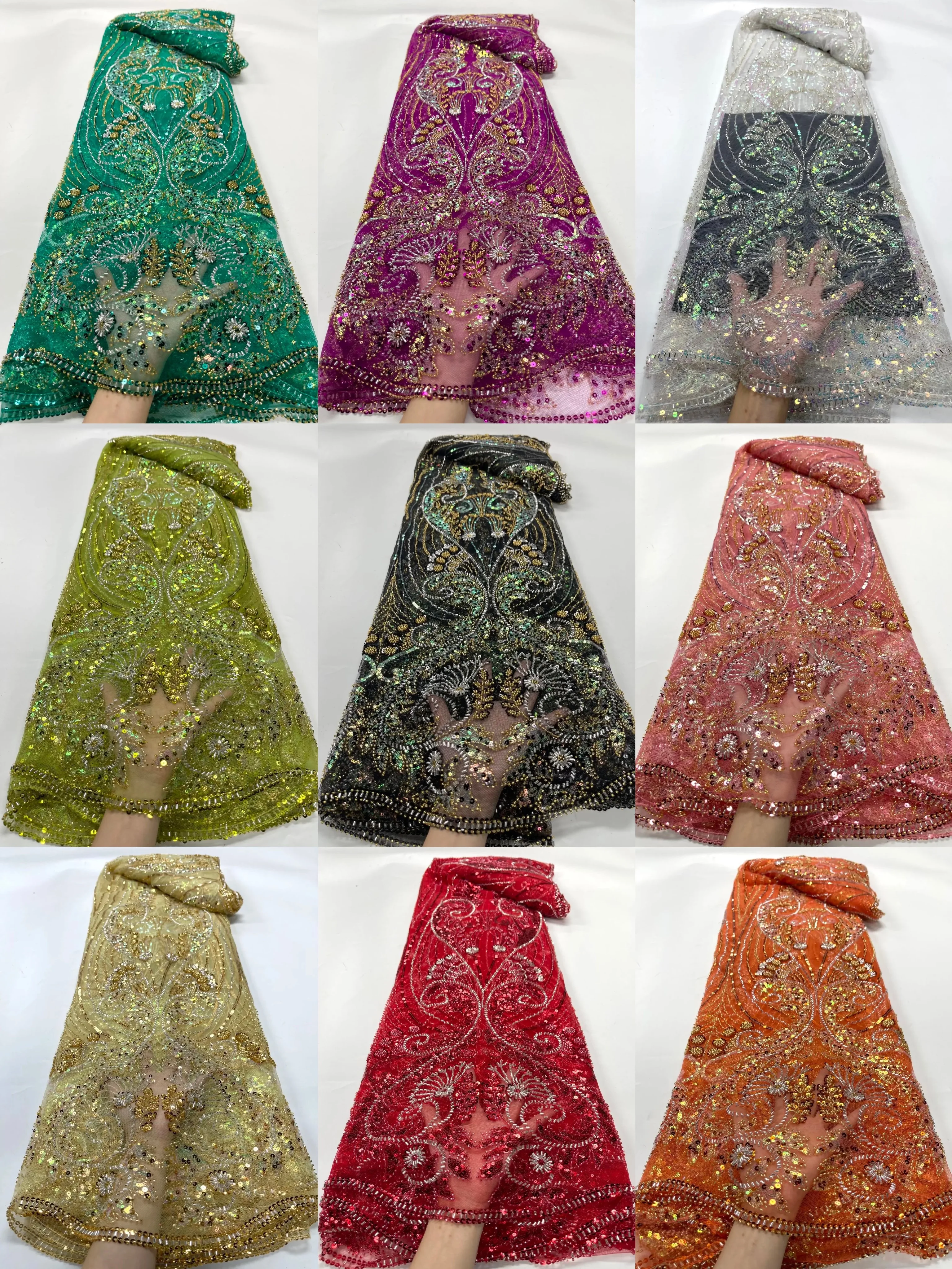 Рисунок 6 - Новинка 2024, африканская кружевная ткань с блестками