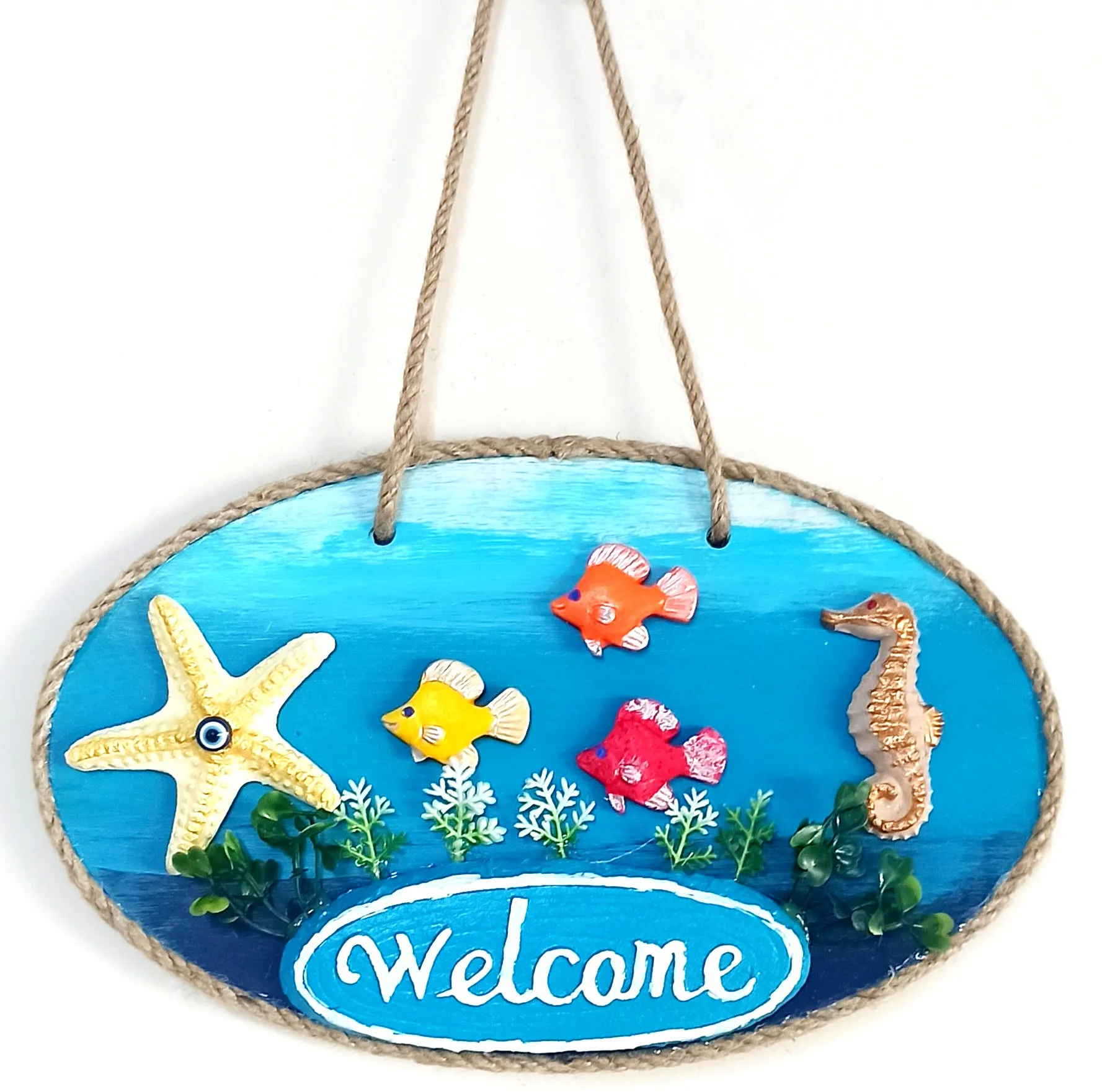 

Sea Themed, Fish, Sea Horse, Sea Star, 'Welcome' Written, Handmade Door Decoration