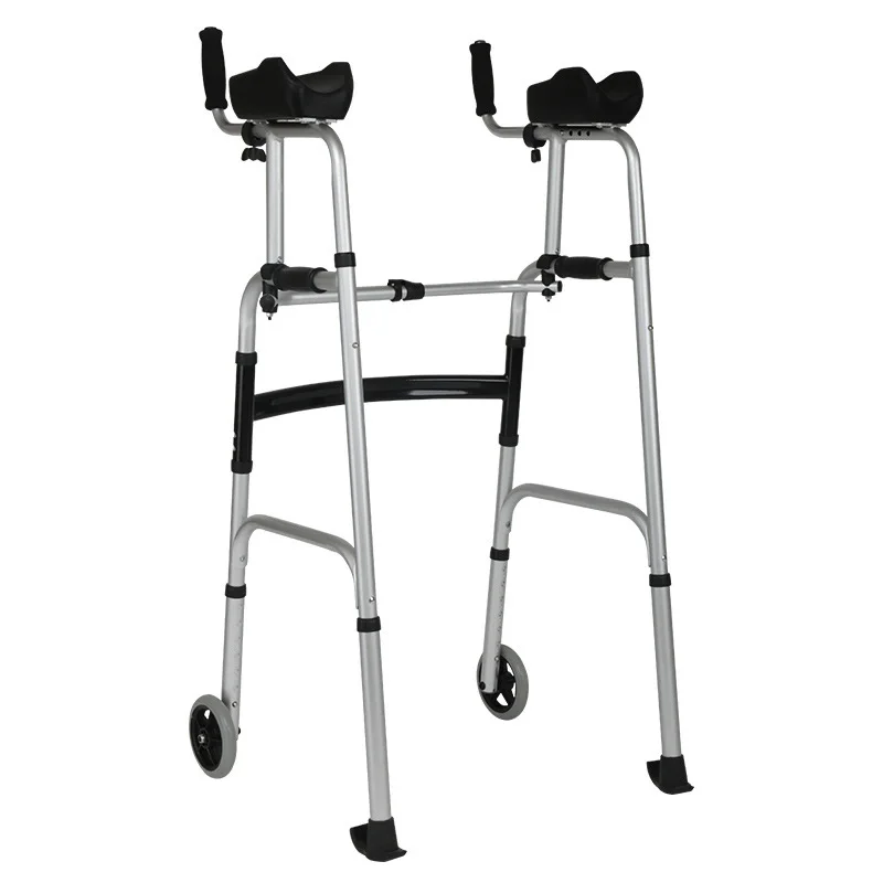 Elderly Walker With Wheel Walking Aid Walking Inconvenience Walker Hemiplegia Rehabilitation Folding Body Elbow Support Type 6