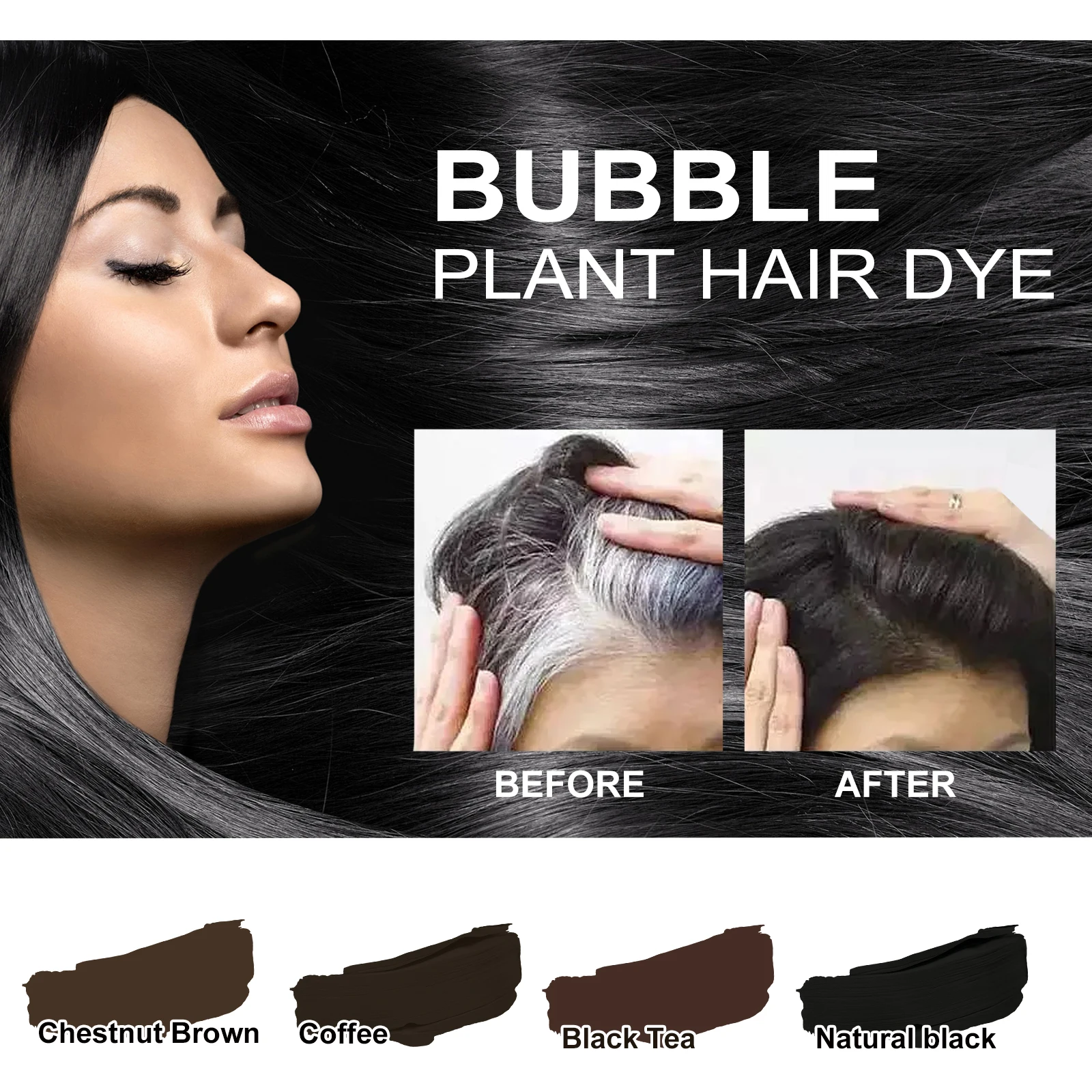 EELHOE Bubble Hair Dye Foam Fast Cover White Hair Grey Dye Shampoo Scalp Nourishing Color Shampoo Natural Plant 10PCS
