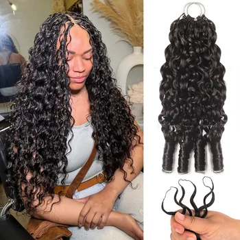 Burmese Curly Miracle Knots Crochet 100% Human Hair Extensions Vietnamese Boho Braids Feathered Human Crochet Hair For Braiding 1