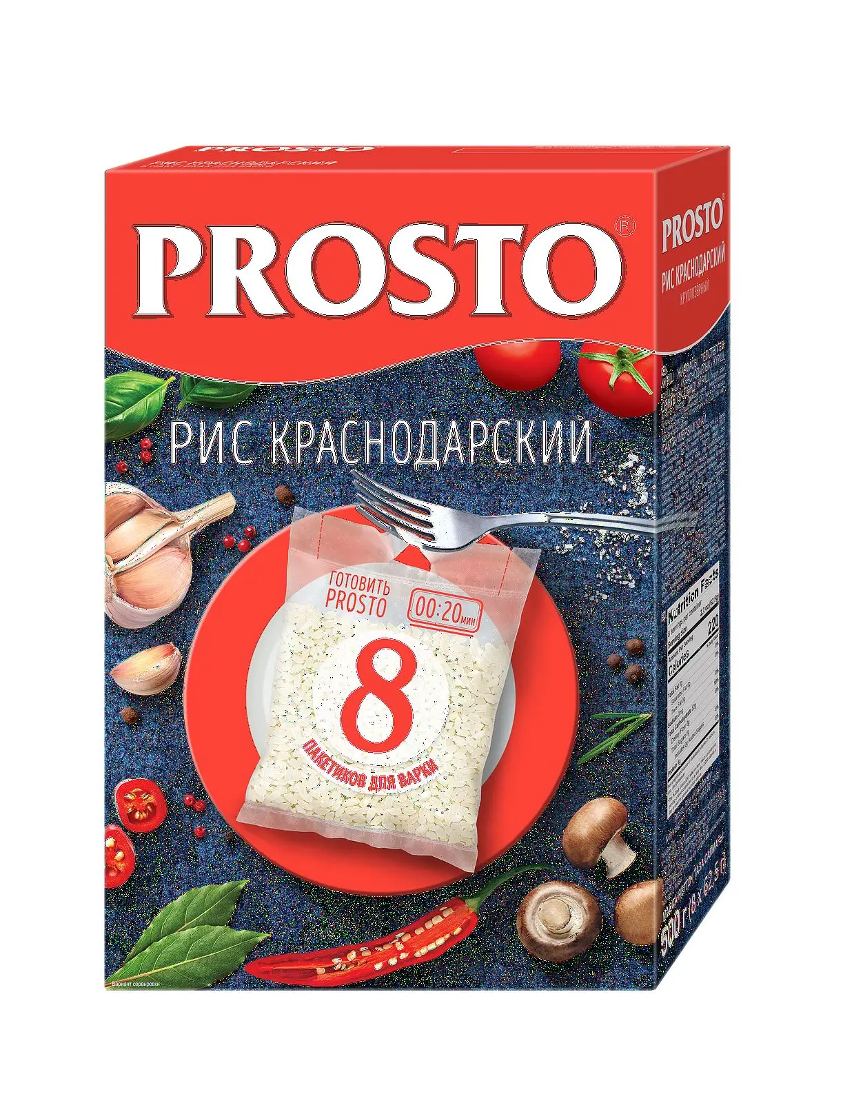 Фото Упаковка 12 пачек Рис круглозерный Prosto Краснодарский 500г (8 х 62.5г)(96 пакетиков) №2
