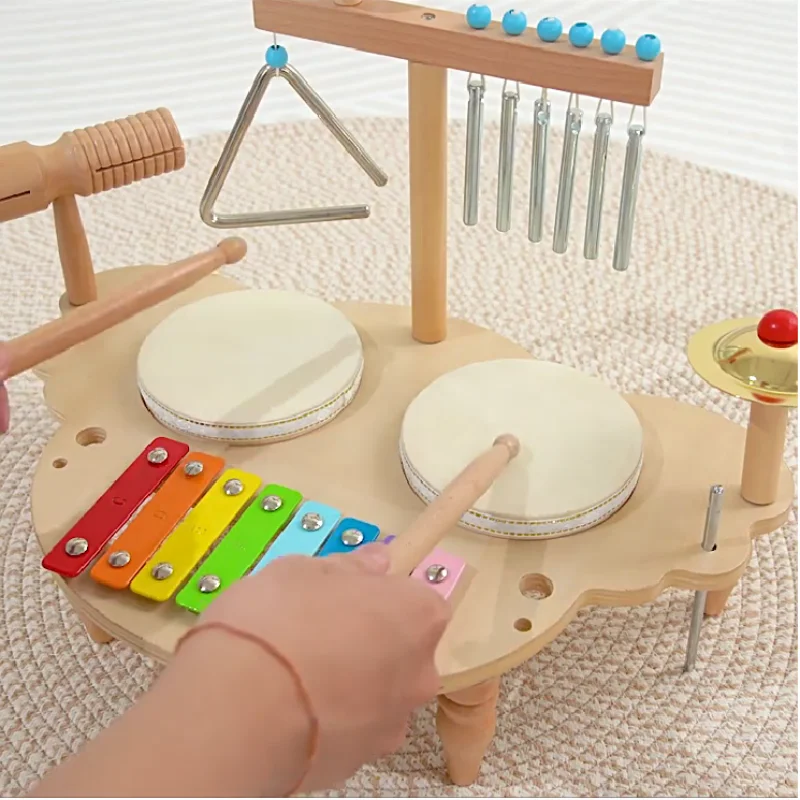 Montessori Music Toys Baby Xylophone Toys Wooden Drum Set Kids Percussion Instruments Music Enlightenment Early Education Toys 2