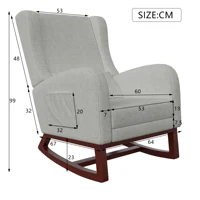 Кресло-качалка Comanlai, с подставкой для ног, кресло для отдыха, стильные подлокотники, кресло с высокой спинкой, для гостиной и спальни, матовый, серый — изображение 2