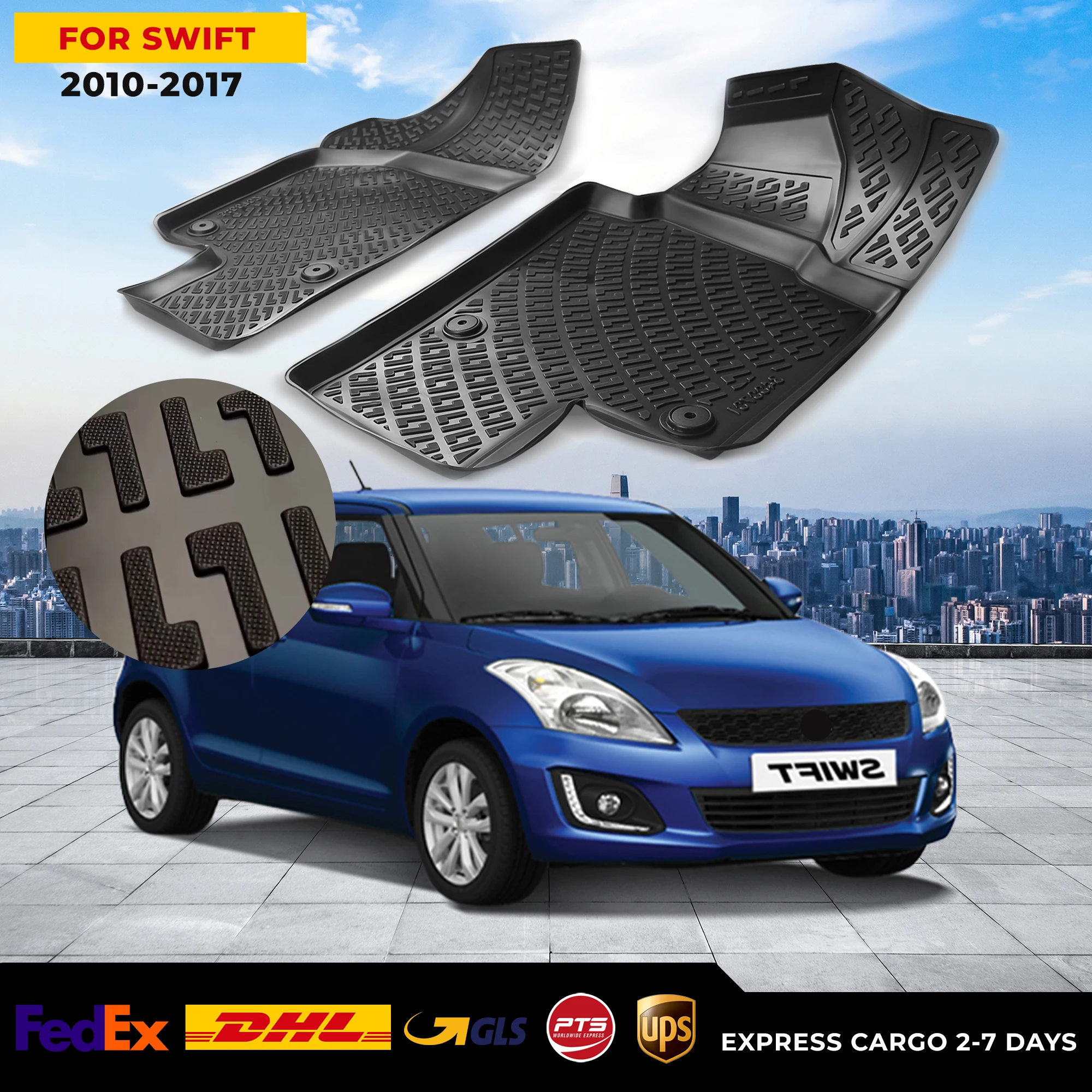 

3D Car Floor Liner For Suzuki Swift 2010-2017 Waterproof Special Foot Pad Fully Surrounded Mat Accessories Rugs Non-slip