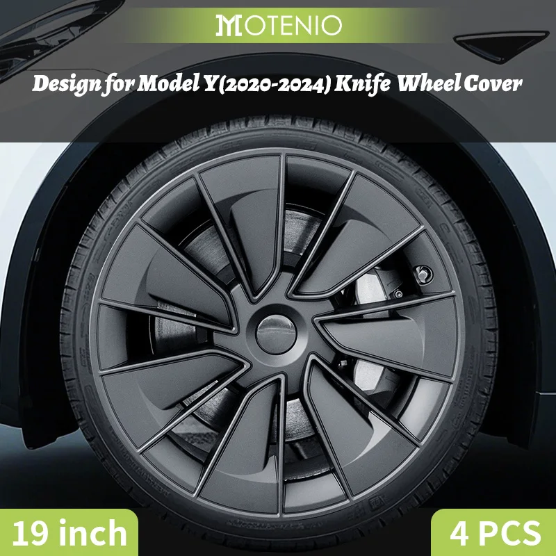 4PCS 19 Inch Knife Wheel Cover Design For TESLA Model Y 2020-2024 Hubcaps Performance Wheel Cap Full Rim Cover Accessories