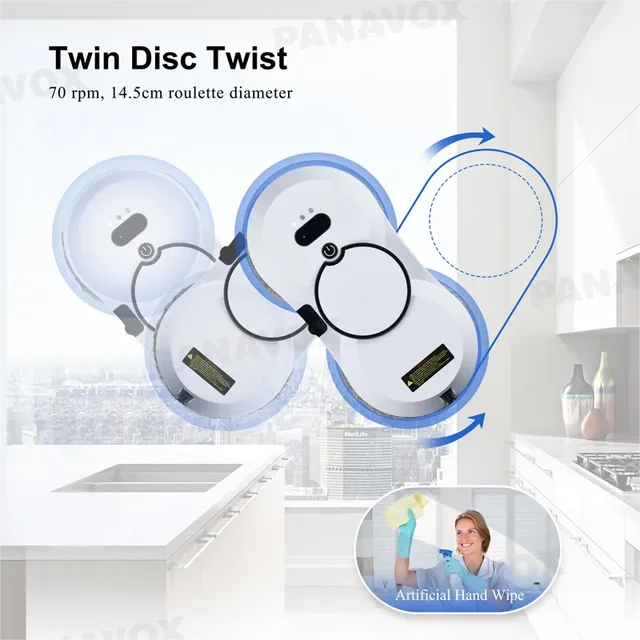 500MAH 80W Window Cleaning Robot 5600PA High Suction Electric Spray Window Cleaning Robot Fall Prevention Remote Cleaner 2