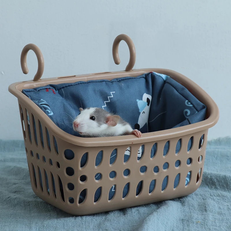 Hammock Plush Bed For Hamster House Nest Sleeping Bag Hanging Tree Beds Guinea Pig 1set Basket and Blanket pet sleeping bed pet hammock